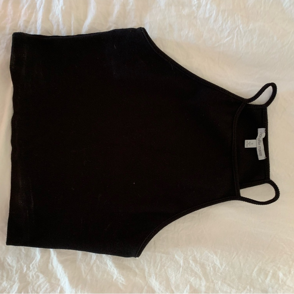 High neck black crop top